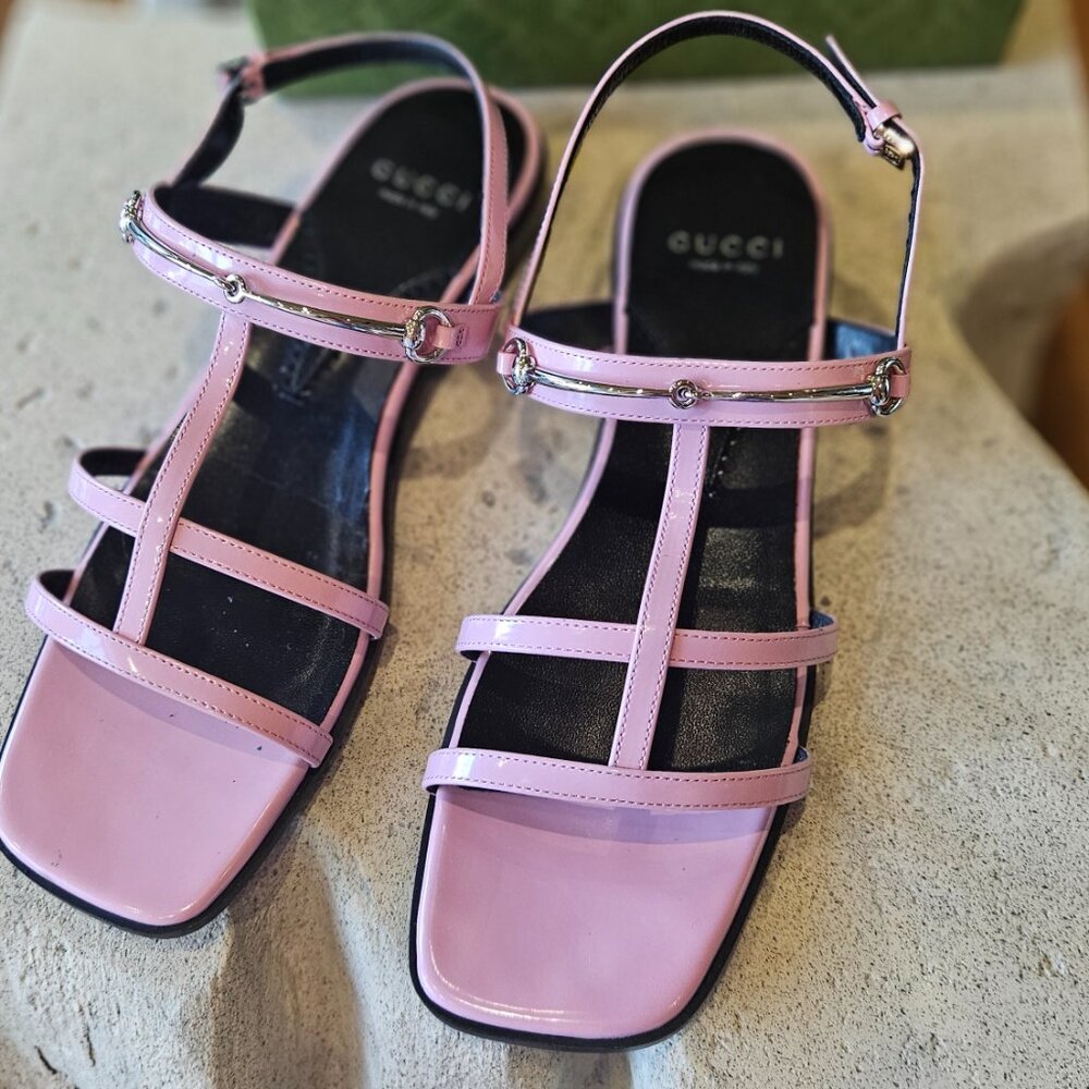 Gucci Horsebit Strap Slingback Sandal – Light Pink Leather – Size 38 – New